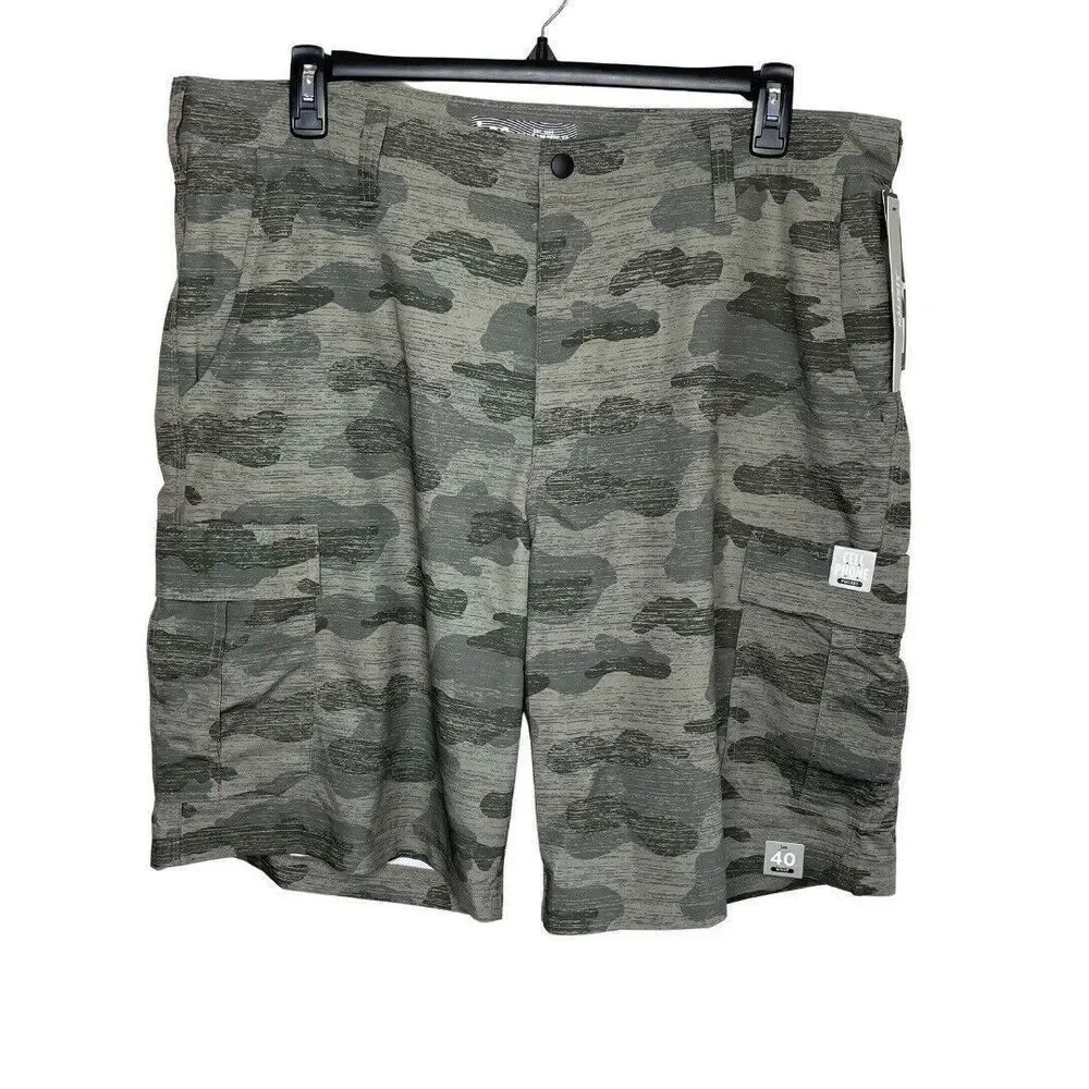 LEE Mens Lightweight Cargo Tech Shorts NEW Green Camo Performance Sz 40 x 11